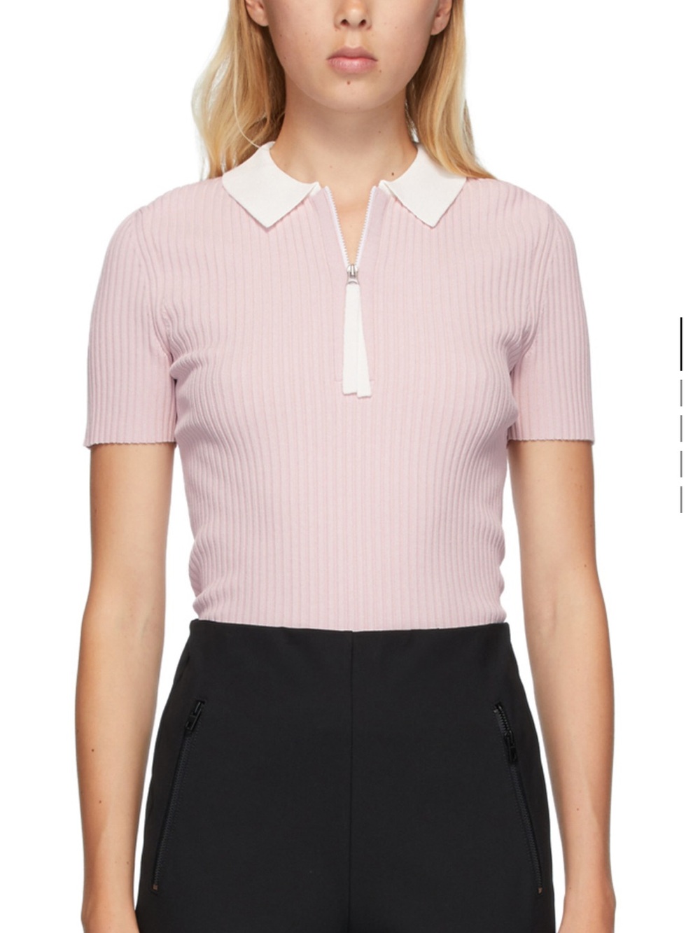 brand new Rag & Bone Pink Ribbed Polo Zip Knit Top